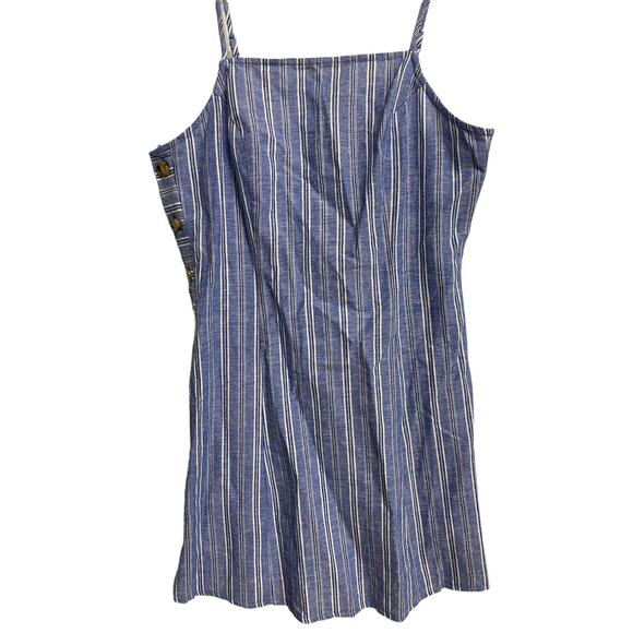 Lulus Mini Sundress Small Blue White Striped Nautical Thin Straps Button Side - Picture 1 of 8